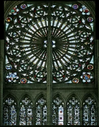 Window depicting the Evangelists and Grisaille (Rose Window - Internal)