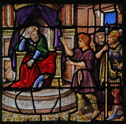 Window depicting a Scene from the Story of Joseph: Before Pharaoh