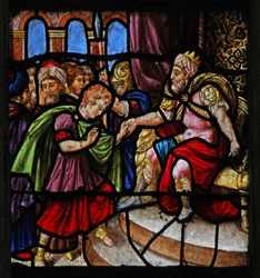 Window depicting a Scene from the Story of Joseph: Before the Pharaoh (Modern)
