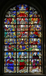 Window depicting the Litany of the Virgin and St Lubin, St John the Baptist and St Maur