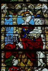 Window w37 depicting scenes from the life of St Barbara