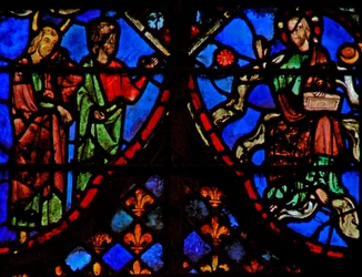 Moses and a Companion; God in Glory with Sun and Moon