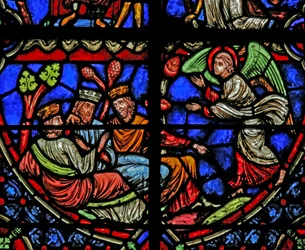 Window depicting the Magi are warned in a dream