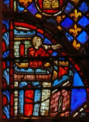 Sounding a trumpet (the Shofar?)