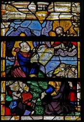 Window depicting Moses on Mount Sinai