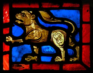 Window depicting a lion