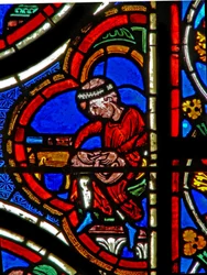 Window depicting donors - furriers