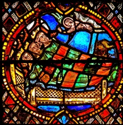 Window depicting the Magi are warned in a dream