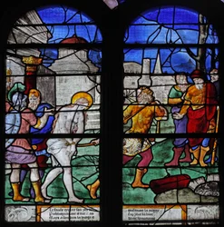 Window depicting a scene from the life of St Barbara