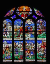 Window depicting scenes from the life of St Barbara