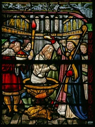 Window depicting Constantine is baptised