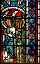 Window wXX depicting an angel and a saint
