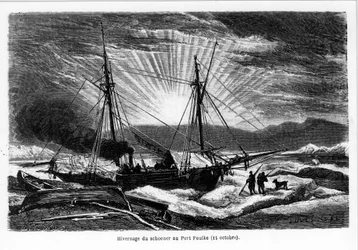 Wintering of the Ship "Schooner" at Port Foulke - in "The Free Sea of the Pole, Voyage of Discovery in the Arctic Seas"