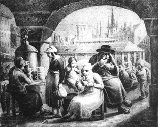 Woman selling coffee
