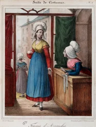 Women of Avranches (Manche) - lithography