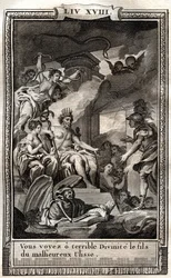 You see o terrible divinity the son of the evil Ulysses - engraving of 1798 by Monnet in 