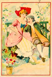 Young couple on a bench in a garden