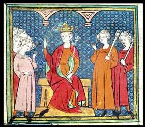 Childeric II (c.653-73), Merovingian King of Austrasia, from the Grandes Chroniques de France, 1375-79