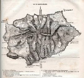 Map of Saint Helena island, engraving