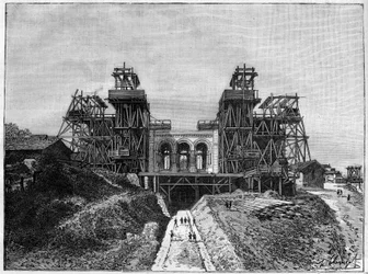 The construction site of the church of the Sacre Coeur in Montmartre, In 