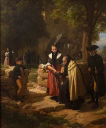 In front of the church