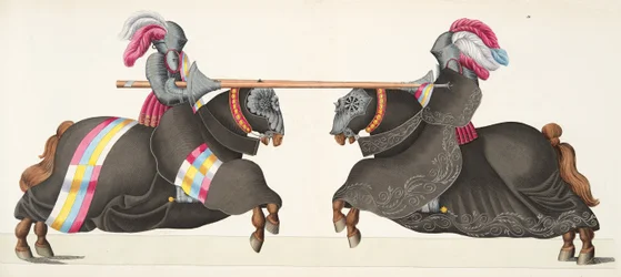 Two knights at a tournament, plate from 