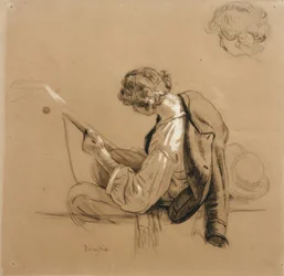 Seated Lute Player; Head Study