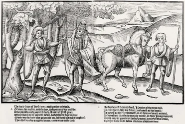 A Soldier Holding a Battle-Axe Hands a Spear to an Irish Chieftain, Plate 1 from 