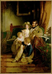 Rudolf von Arthaber and His Children Rudolf Emilie and Gustav, Looking at the Picture of Their Dead Wife and Mother