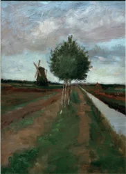 Mill and Road with Birch Trees