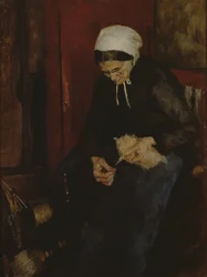 Old Lady Spinning Wool