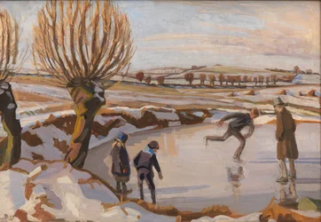 Winter Has Come. Landscape with Skaters