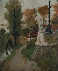Altar and Cross by the Country Road in Normandie, ca 1900