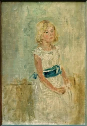 Blonde Girl with Blue Sash