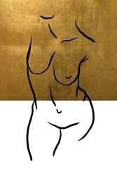 Golden Nude Line Art