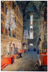 Interior in the Assumption Cathedral in the Moscow Kremlin