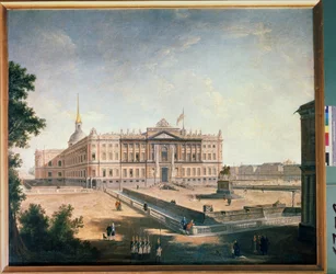 View of the Michael Palace and the Connetable Square in St Petersburg