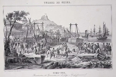 Reassembling Gunboats on the Beach of Tche-Fou, from 