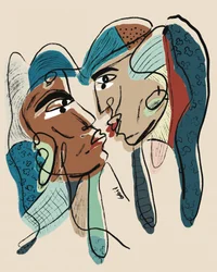 Abstract Lovers Kiss