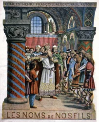Charlemagne and the school, c.1900 (illustration)