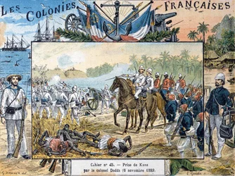 The Siege of Kana by General Alfred-Amedee Dodds, 6th November 1892 (engraved by L. Geisler)