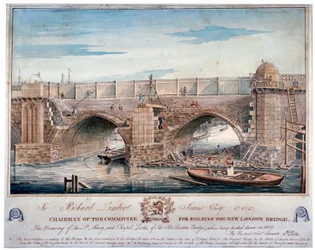 St Mary and Chapel Locks being pulled down, London Bridge, 1829