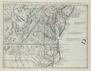 Maryland, Southern New Jersey, Delaware and the Eastern Part of Virginia and North Carolina, Engraving by G. Zuliani from Tome I of the "Newest Atlas"
