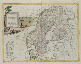 The Kingdoms of Sweden, Denmark and Norway, Engraving by G. Zuliani from Tome III of the "Newest Atlas"