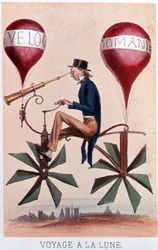Journey to the Moon (Lithography by Darlinghe after Gosthiaux)