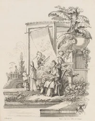 Seated Woman with Children and Servants