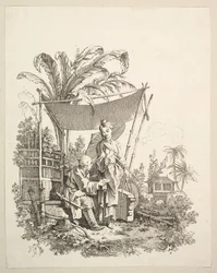 Woman Showing Curiosities to Soldier, ca. 1742