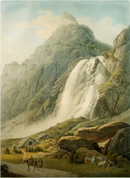 Mountain Landscape with Waterfall
