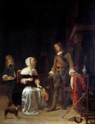 A soldier visiting a young girl