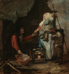 An Old Woman Selling Pancakes